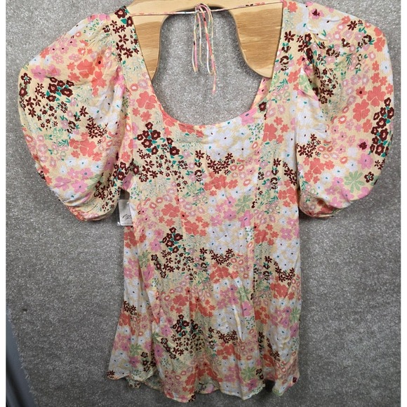 Free People Tops - Free People Mini Dress Womens M Boho Floral Button Front Tiered Cottagecore NWT